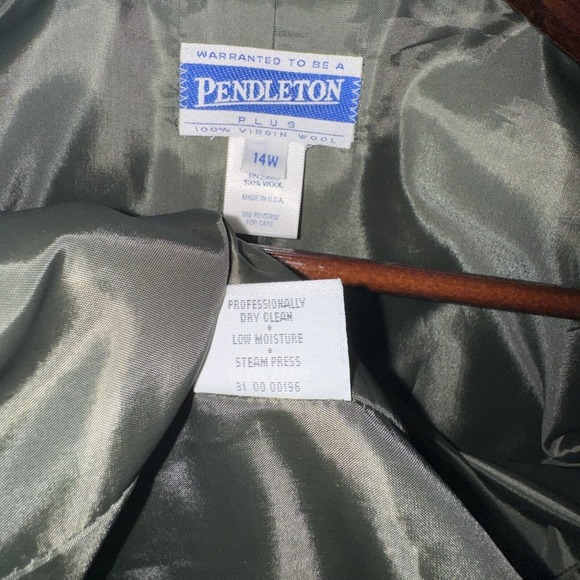 Pendleton Womens Plus 14W Olive Green Wool Blazer Jacket Button Front Career - Picture 4 of 13